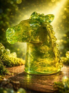 ✨ Uranium Vaseline Glass Horse Head 3D Sculpture